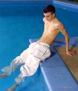 swimming in beach pants